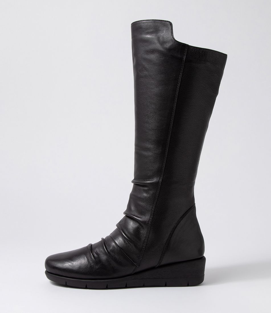 Mellina Black Leather Knee High Boots