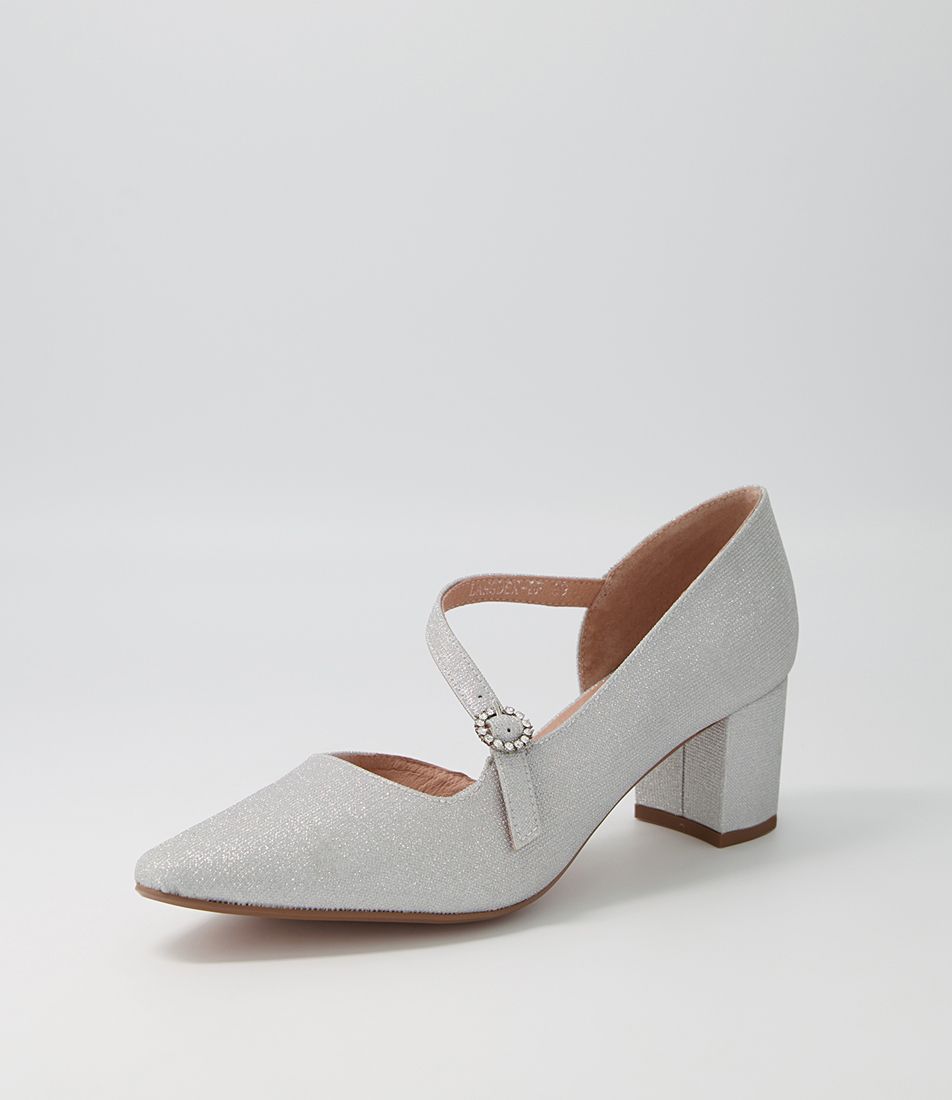 Langden Silver Metallic Suede Heels