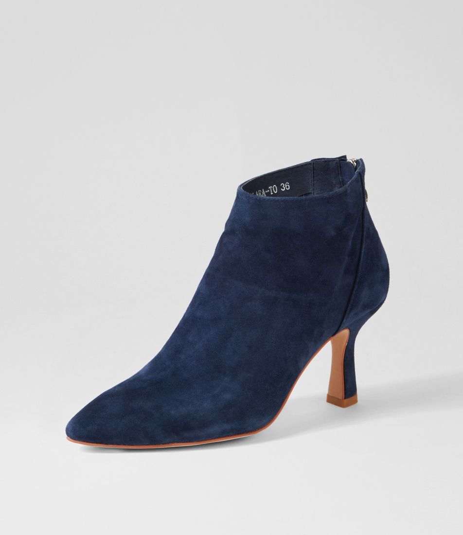 Lara Navy Suede Ankle Boots