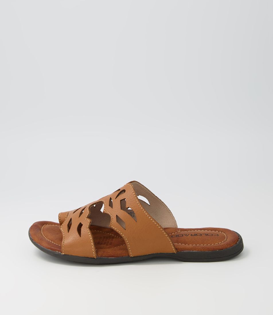 Kaboo Dark Tan Leather Slides