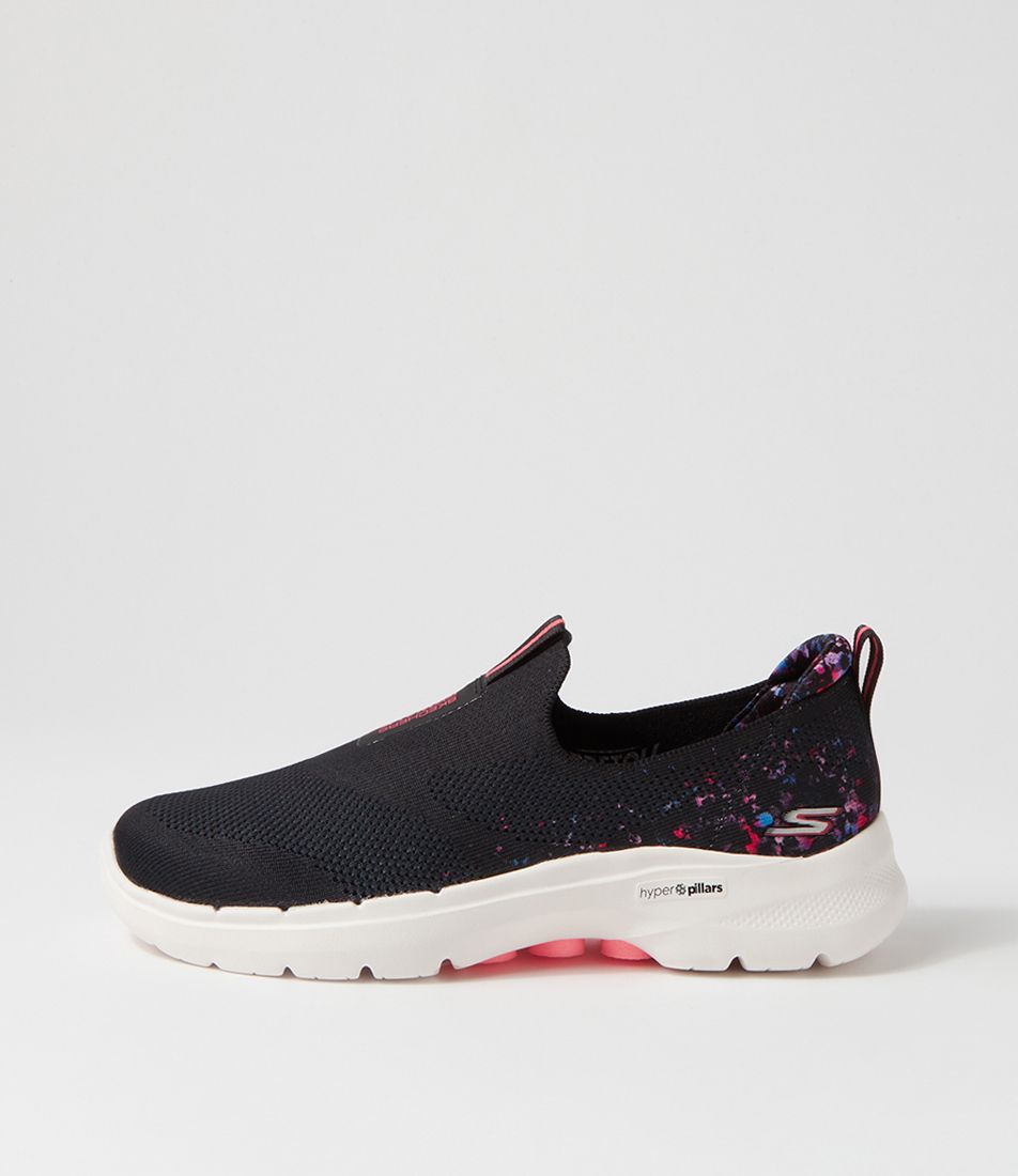 Go Walk 6 Black Multi Knit Sneakers
