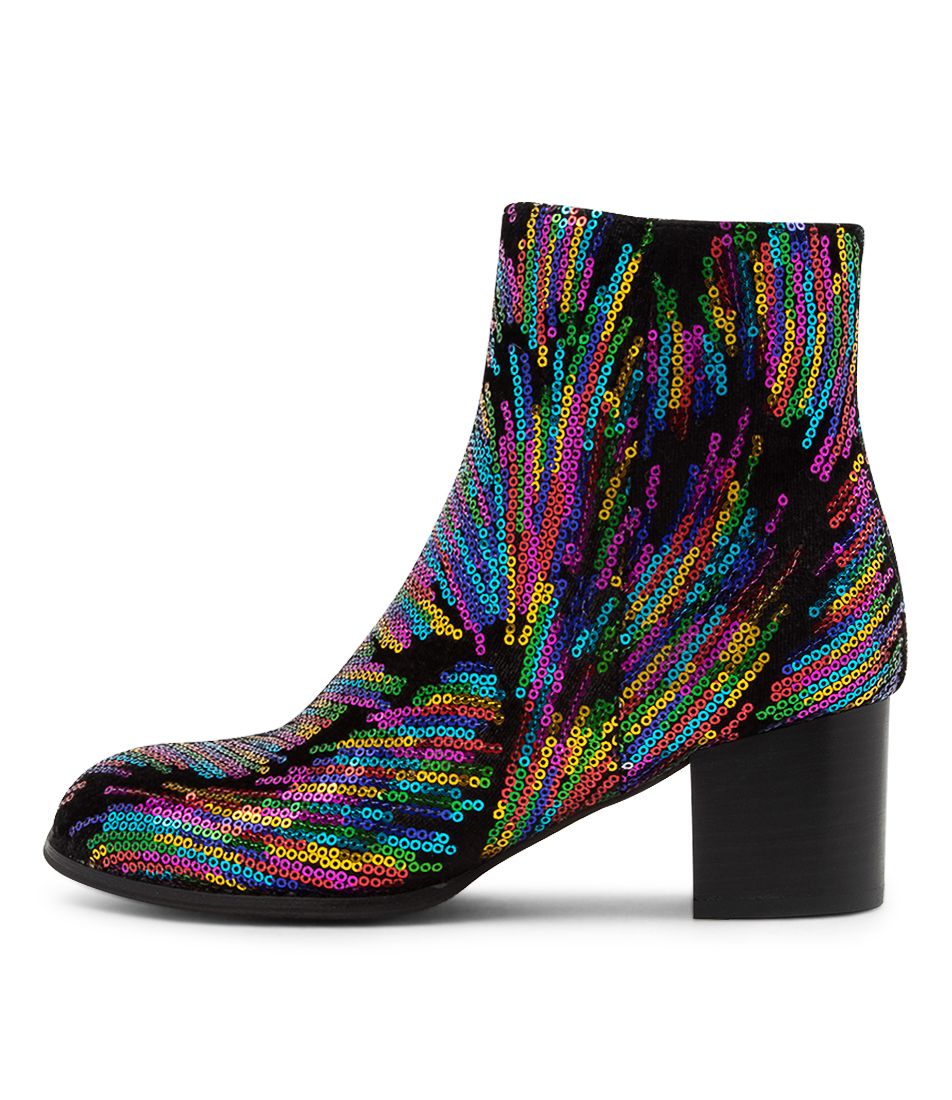 Jallie Bright Firework Sequin Ankle Boots
