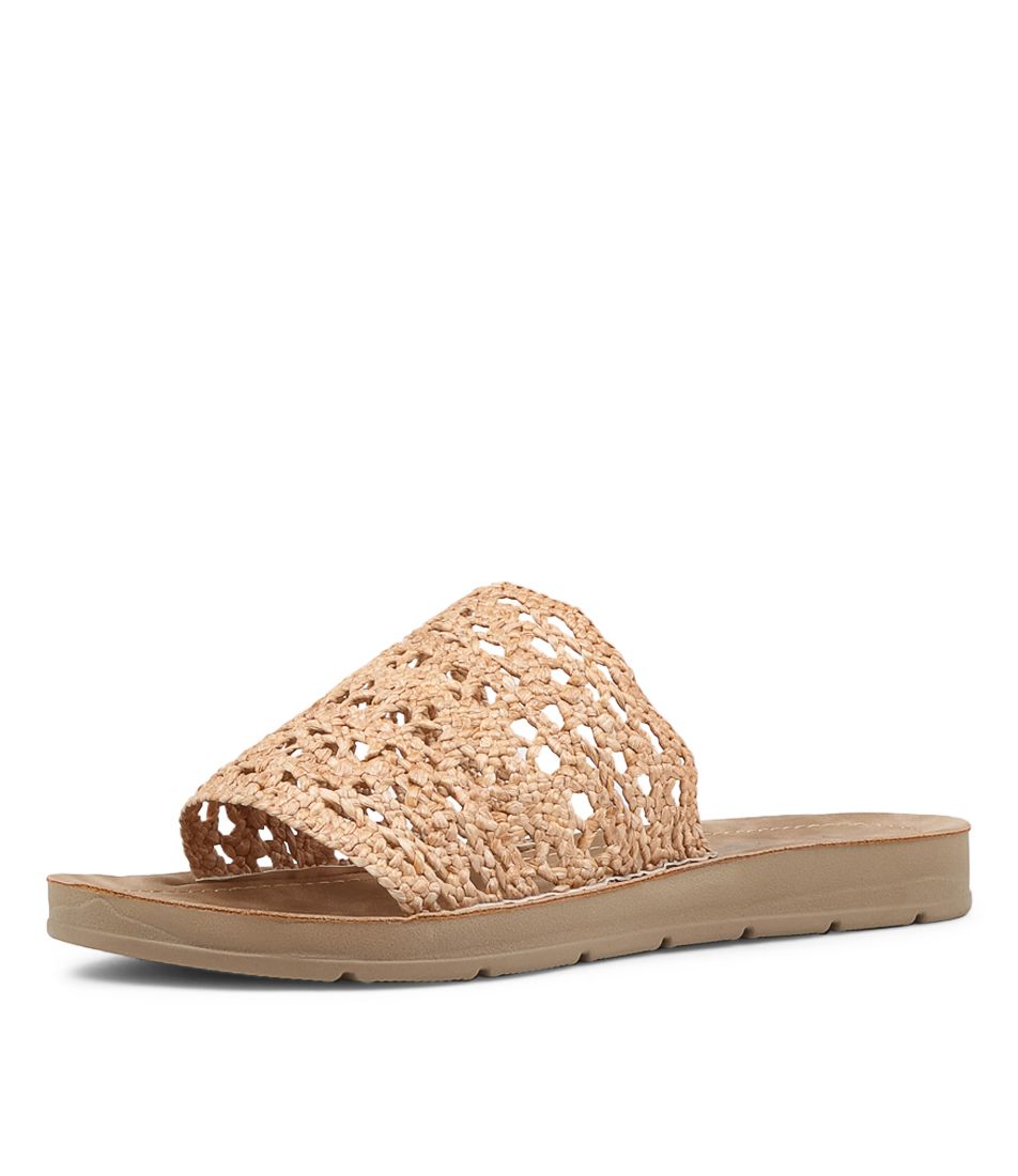 Mahara Natural Syn Raffia Slides