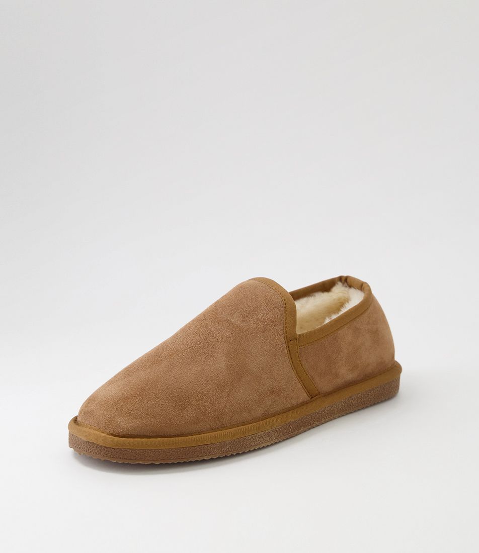 Otto Cognac Suede Slippers