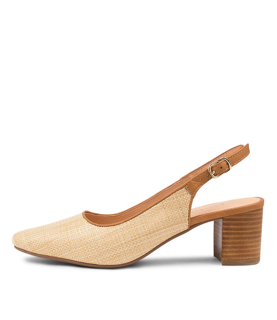 LEXSTAR NATURAL DARK TAN WOVEN HEELS
