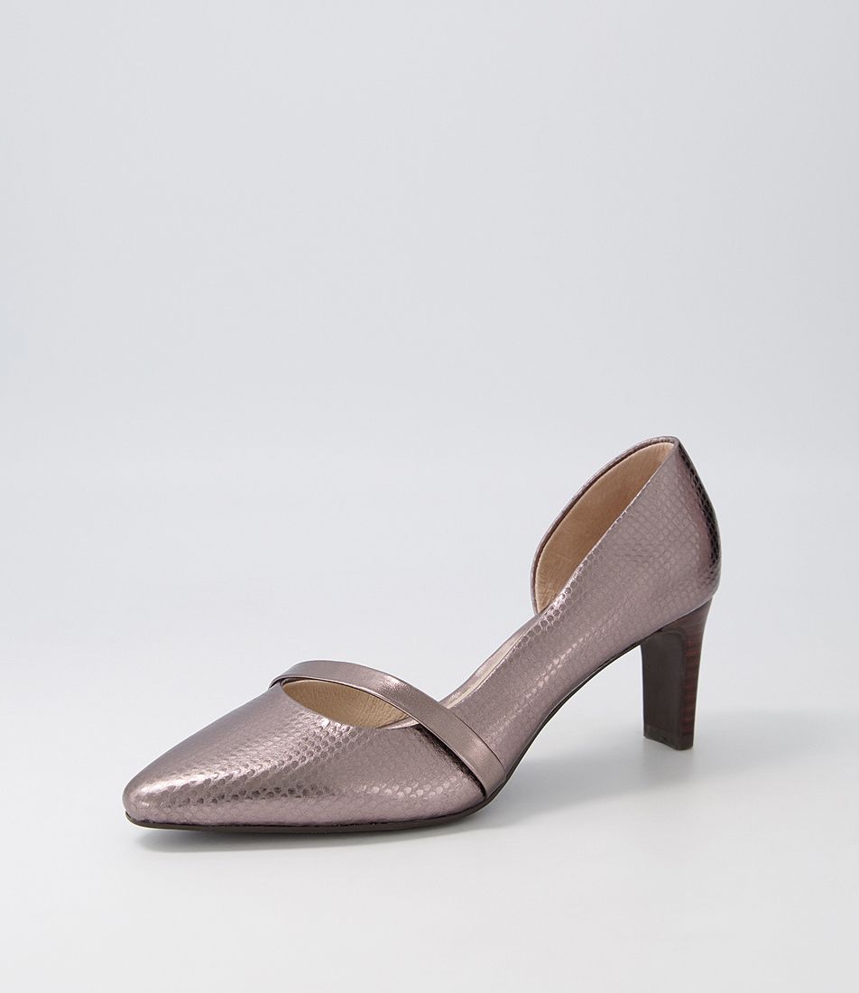 Narda2 Gunmetal Snake Leather Heels