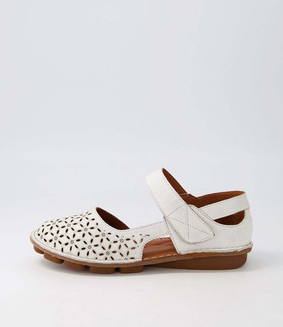 Lahilan White Leather Flat Shoes