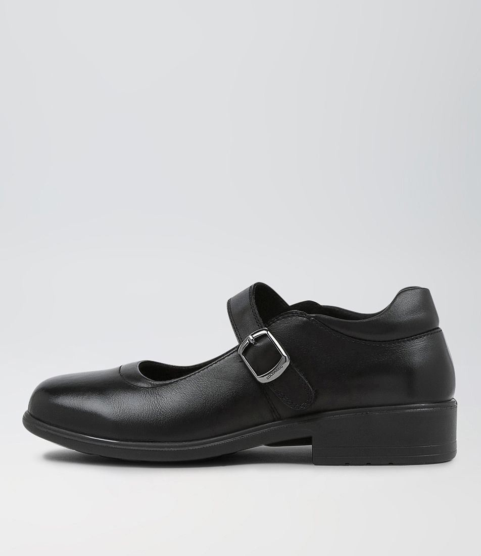 Mazy Snr E Black Leather Flat Shoes