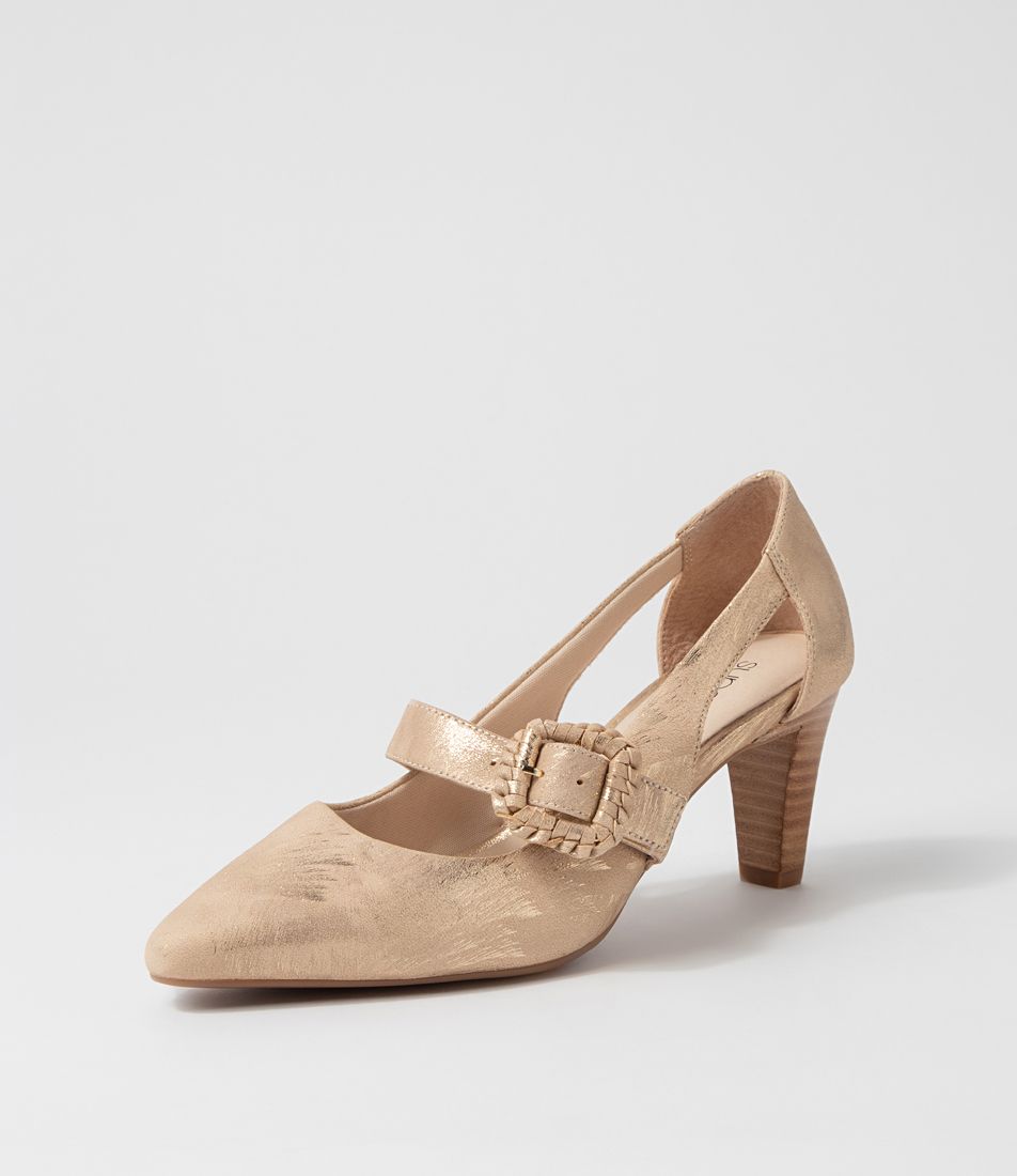 Mentonia2 Nude Shimmer Leather Heels