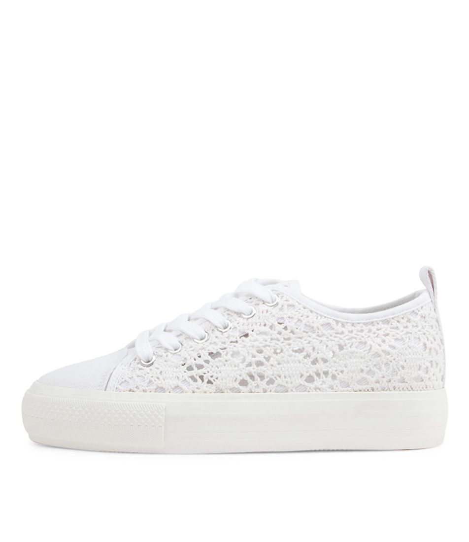 Denna White Fabric Sneakers
