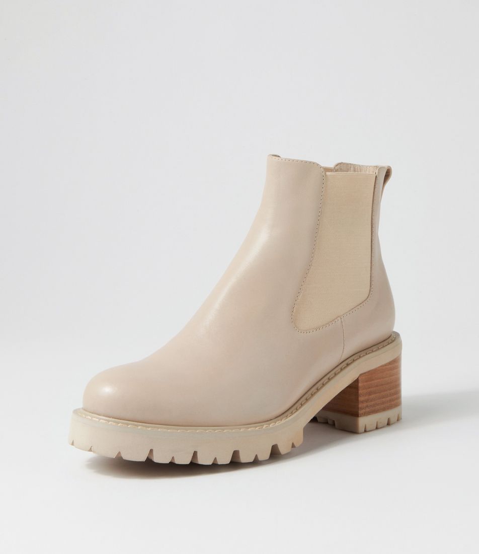 Jesiy Almond Leather Elastic Chelsea Boots