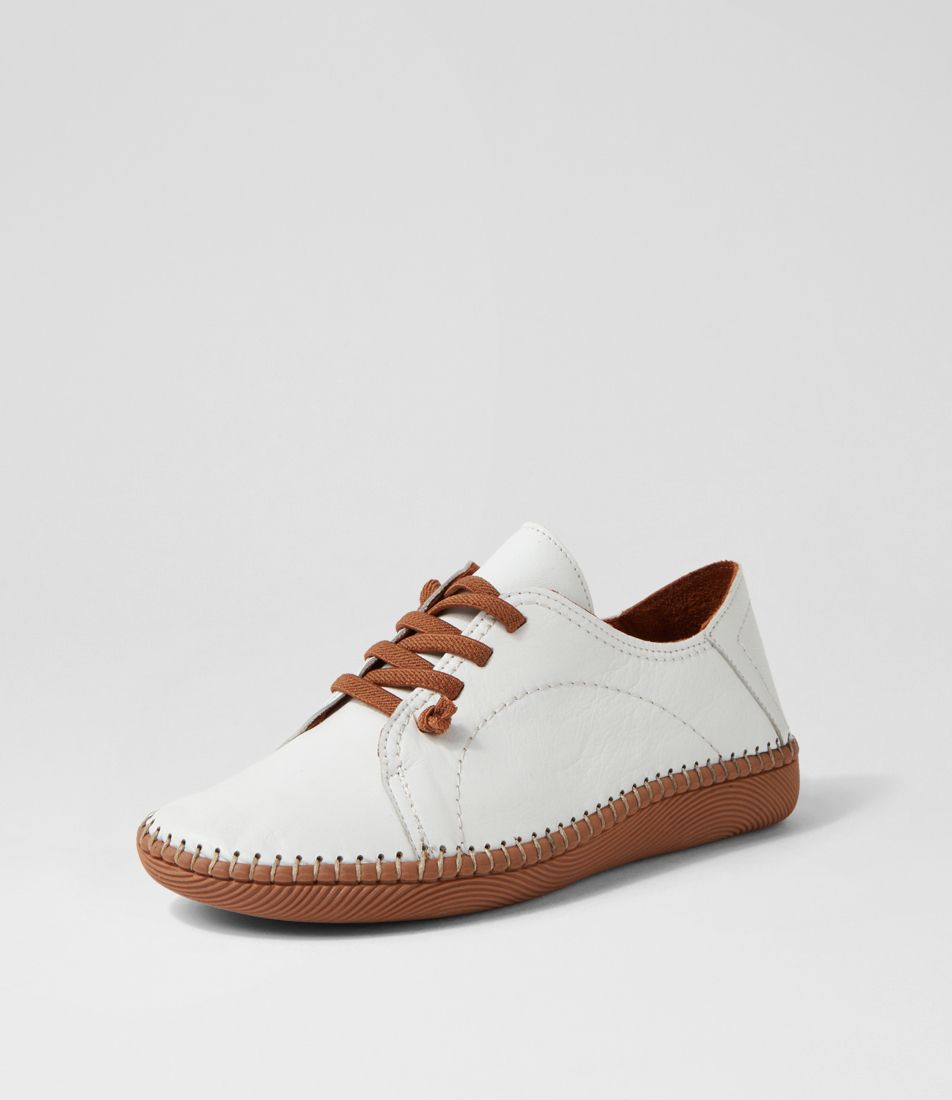 Meros White Leather Flat Shoes