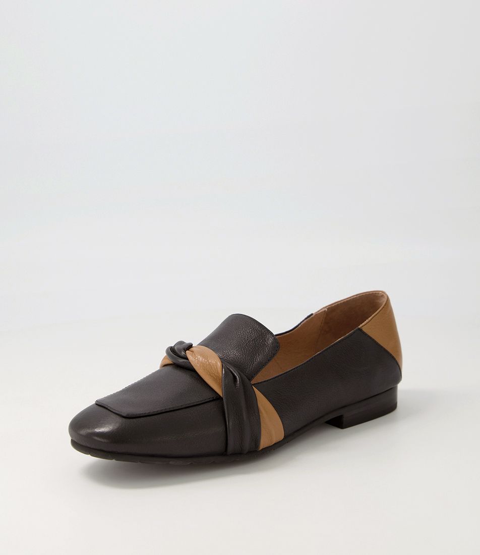 Majorca Black Dark Tan Leather Loafers