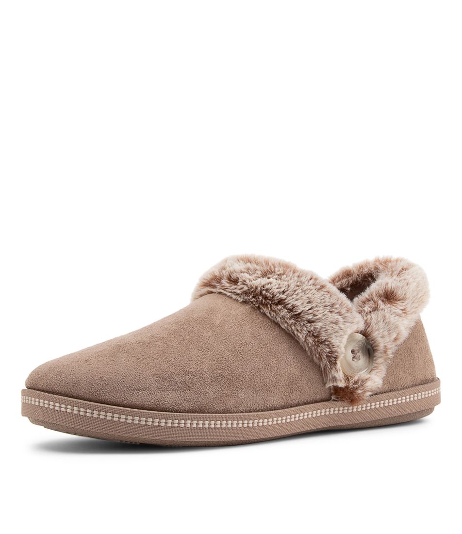 Cozy Campfire Dark Taupe Faux Fur Slippers