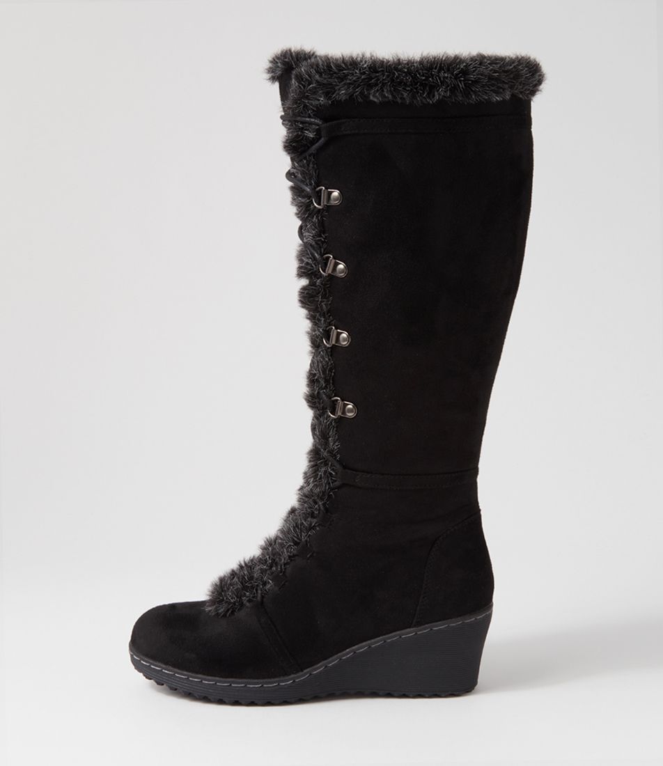 Tommilee Black Microsuede Knee High Boots