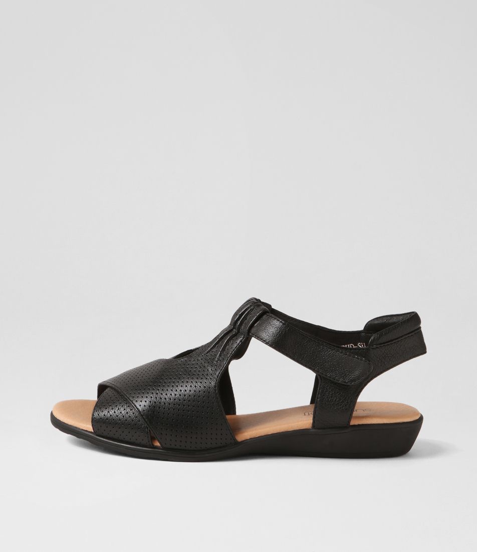 Rosebud Black Leather Sandals