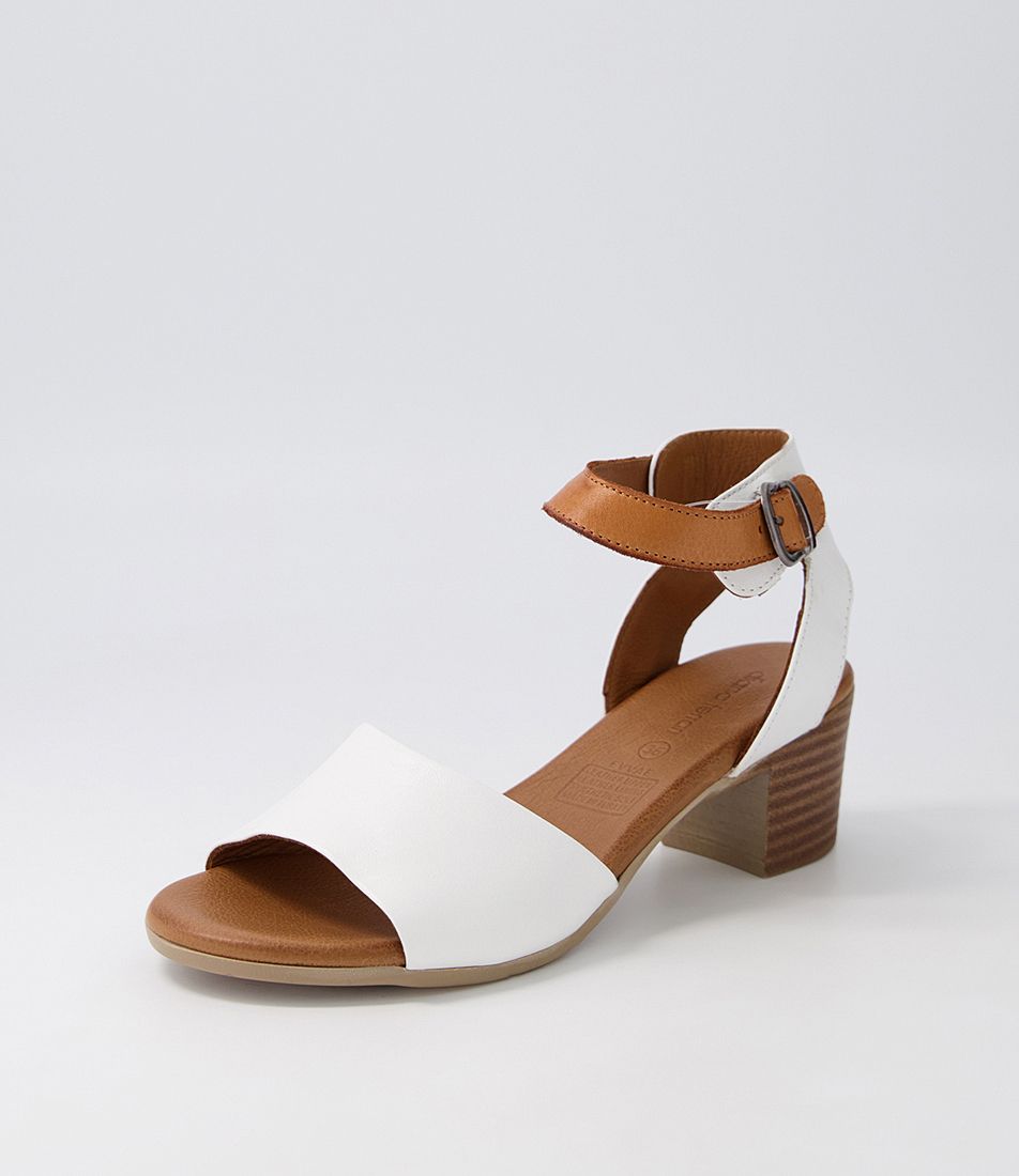 Evvae White-Tan Leather Sandals
