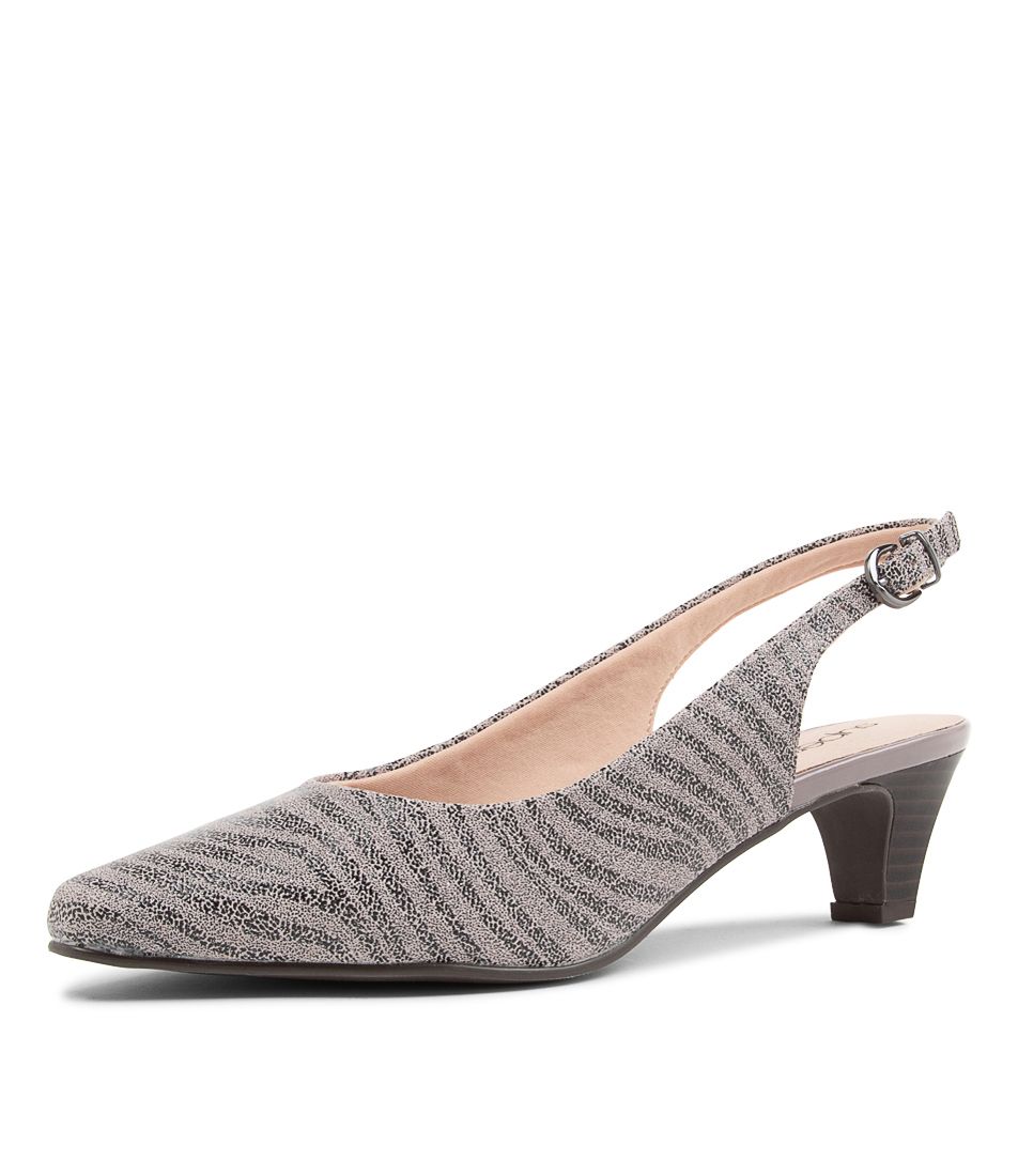 Linden Grey Zebra Stingray Leather Heels