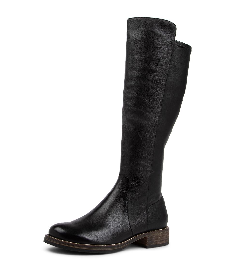 Unknots Black Leather Knee High Boots