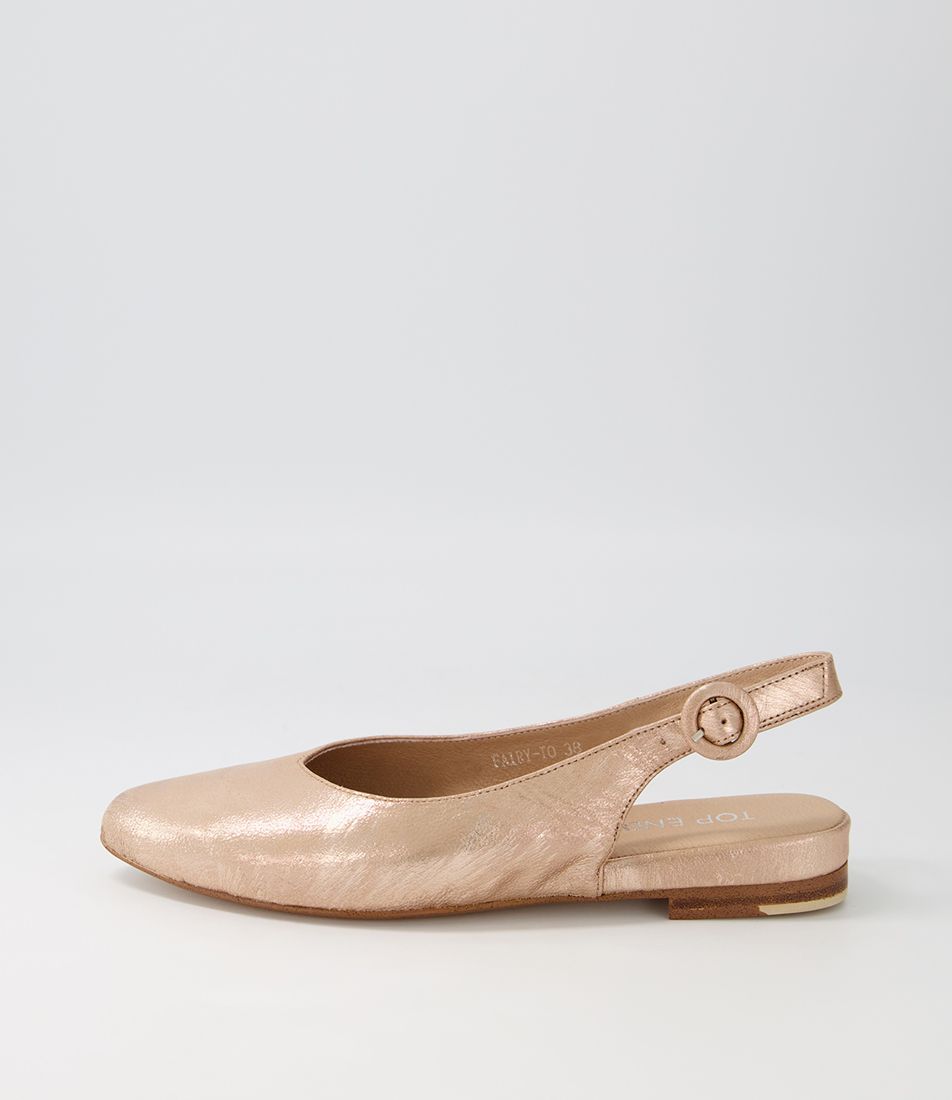 Fairy Rose Gold Scratch Leather Flat Shoes
