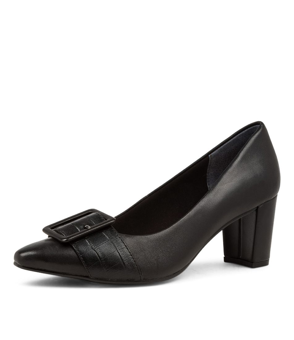 Match Black Leather Pump Heels