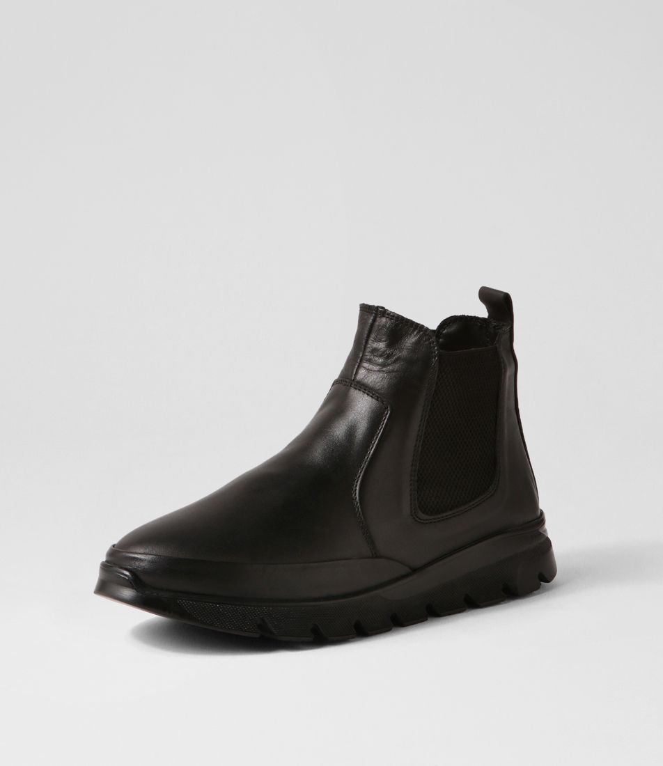 Aliza Black Leather Chelsea Boots