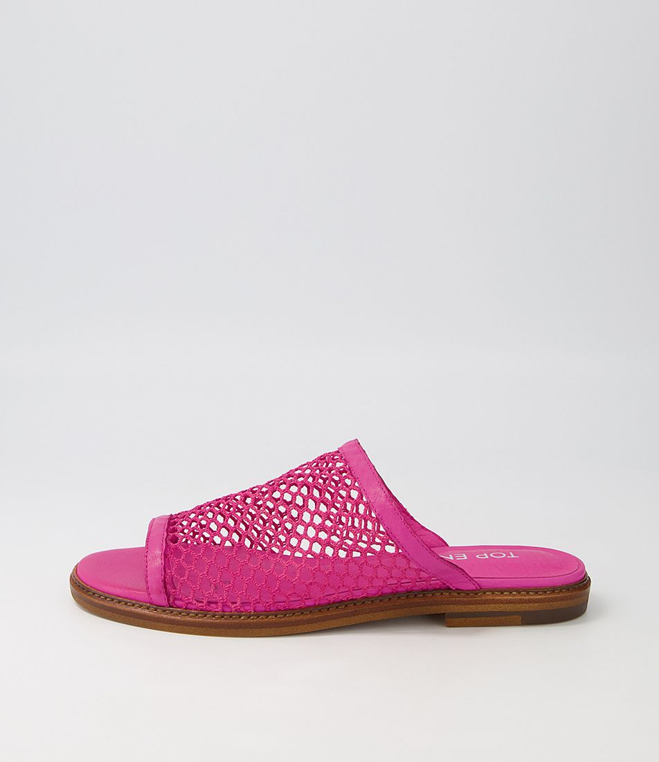 Natavia Fuchsia Leather Mesh Slides