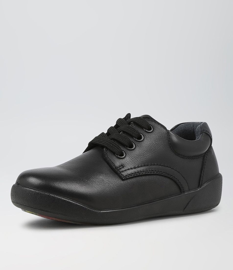 Kenny Jnr Spongebob Black Leather Lace Up Flats