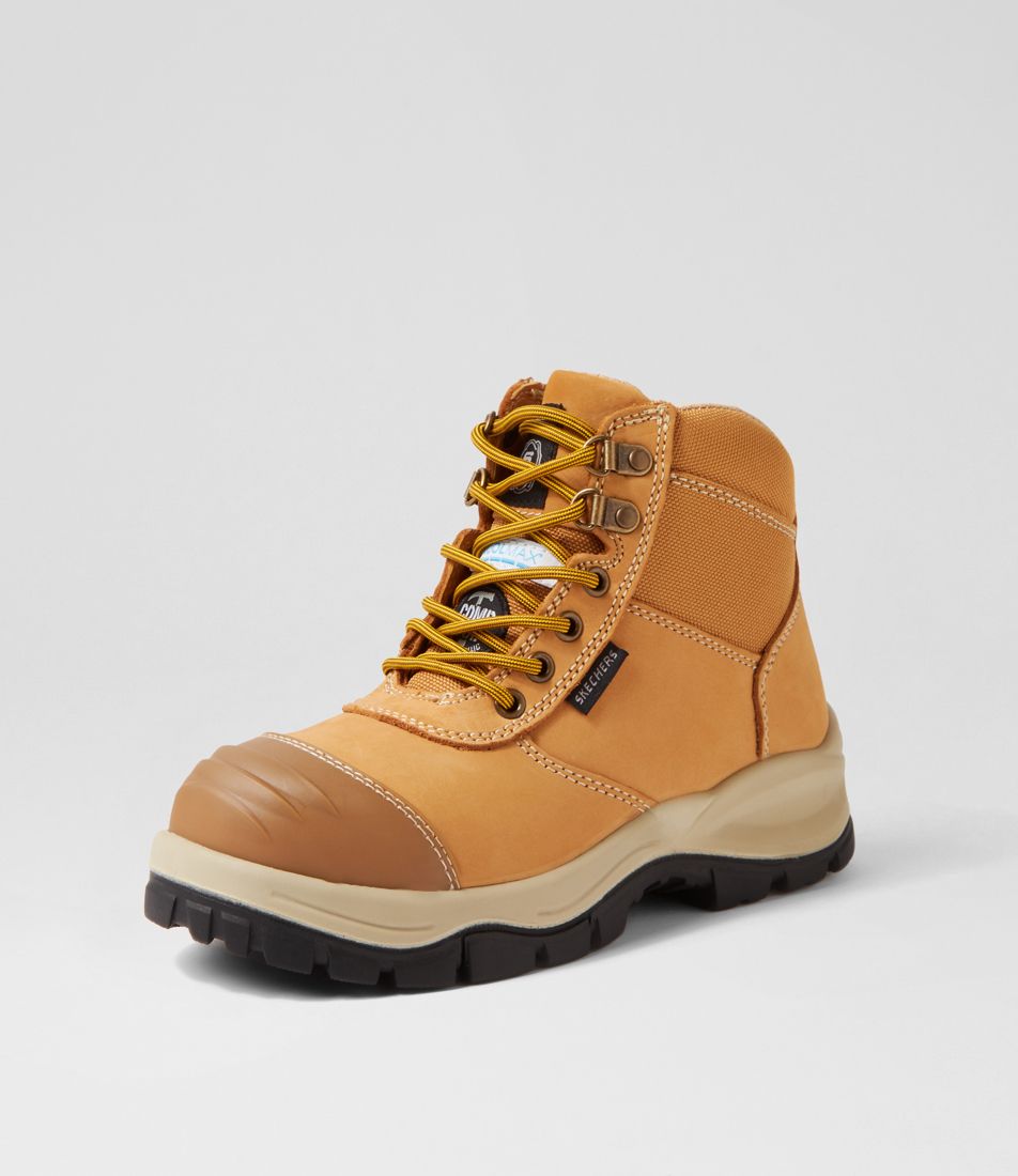 Comp Toe Wheat Leather Mesh Work Boots