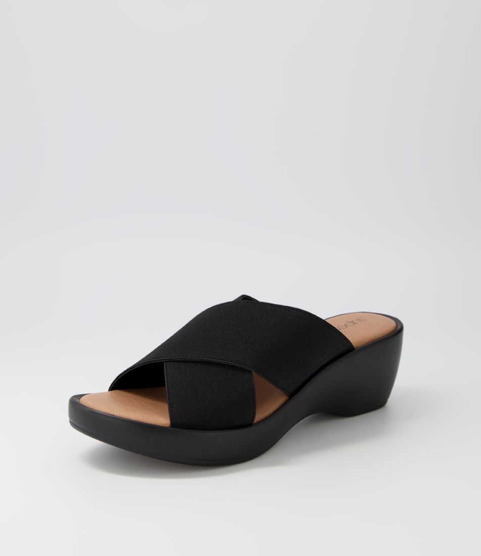 Bubsie Black Elastic Slides