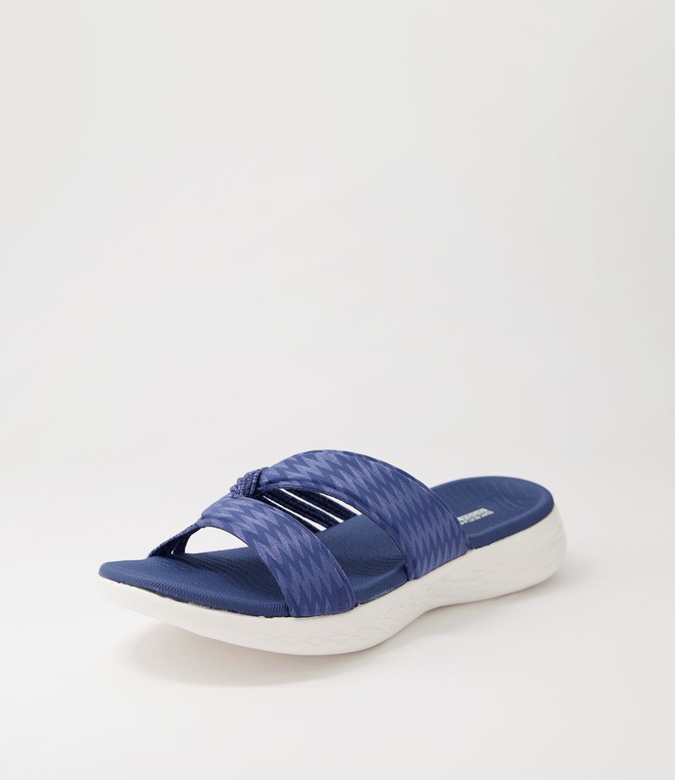 On Navy Fabric Slides