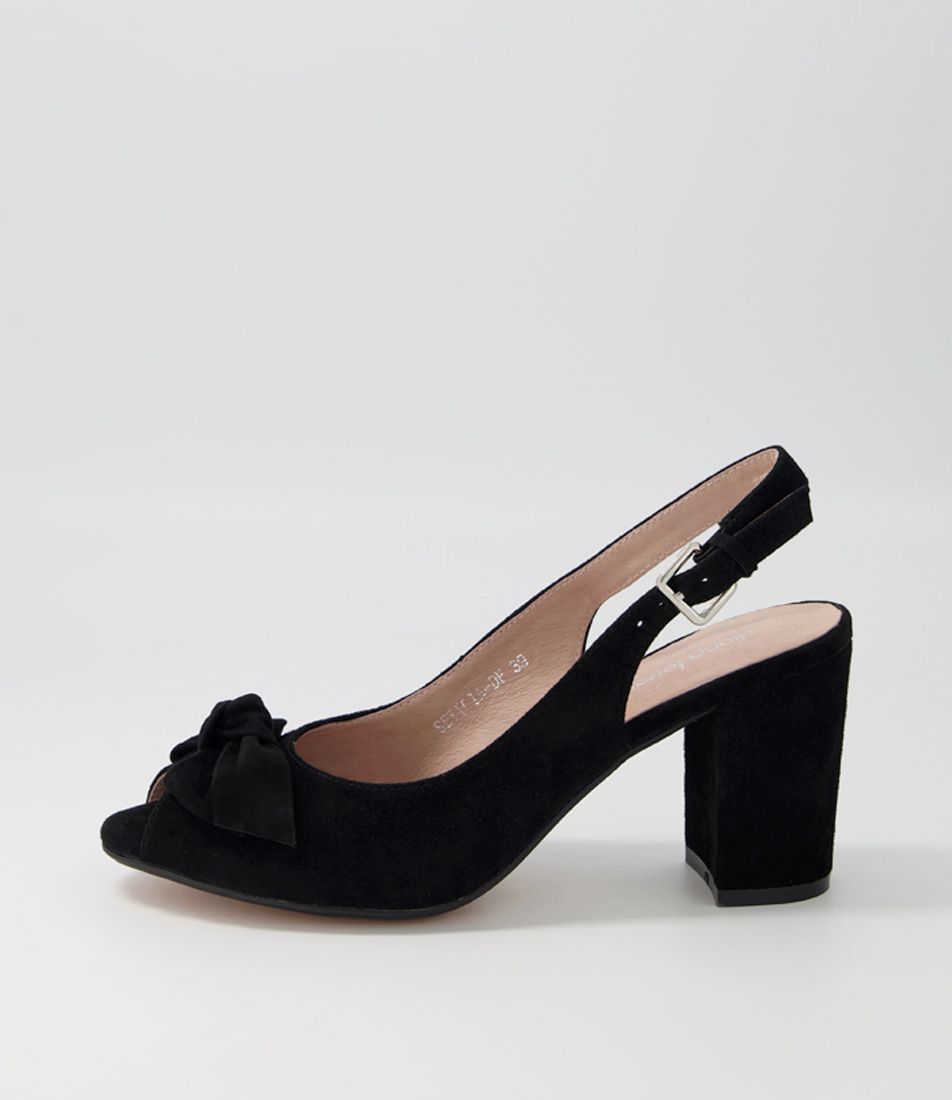 Seticia Black Suede Sandals