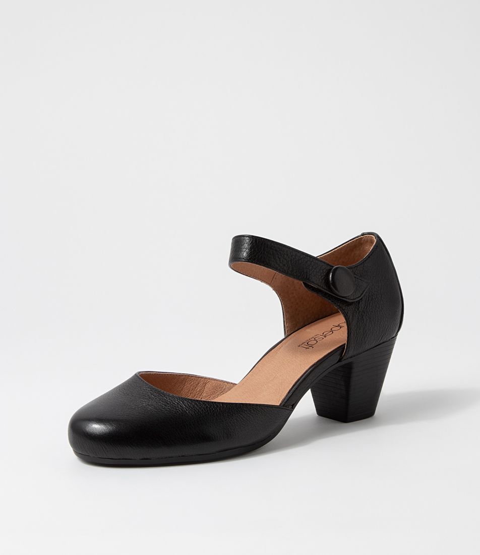 Felicia Black Leather Heels