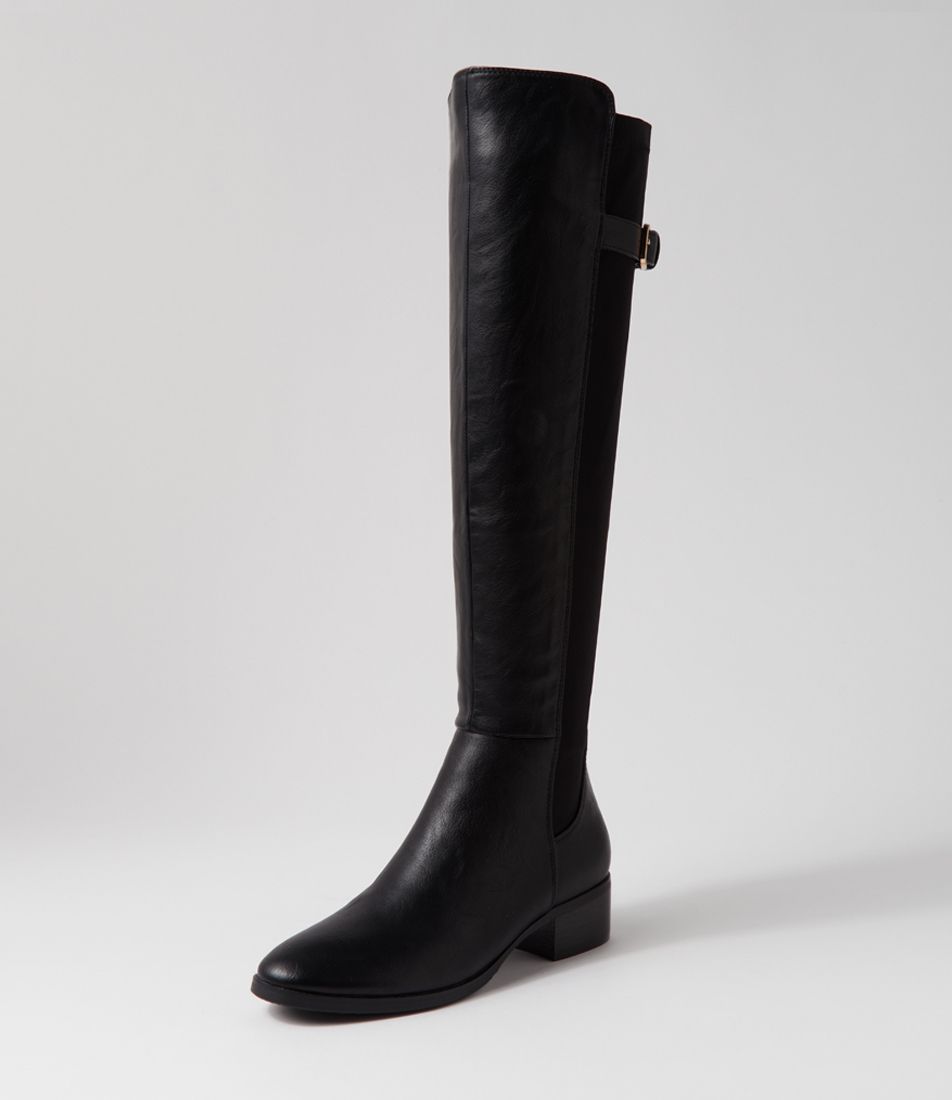 Tejai Black Stretch Knee High Boots