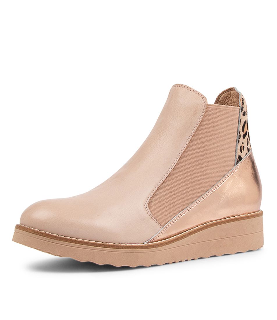 Osiel Cafe Leopard Leather Chelsea Boots