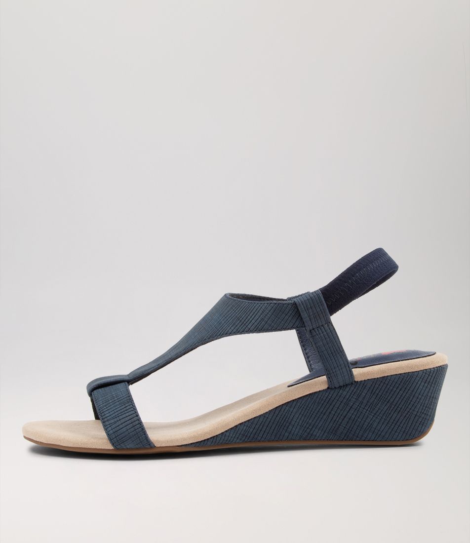 Bunro Dark Blue Grid Sandals