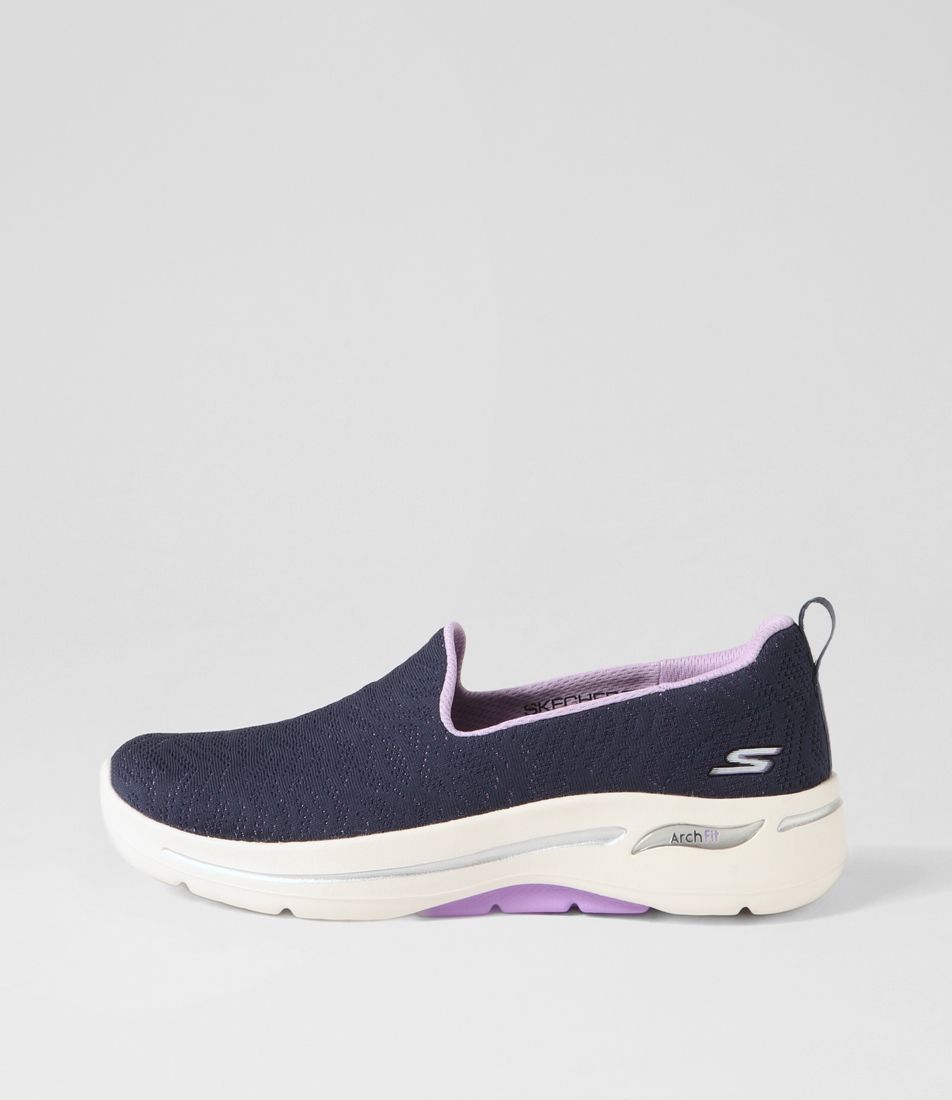 Go Walk Arch Fit Black Lavender Mesh Sneakers