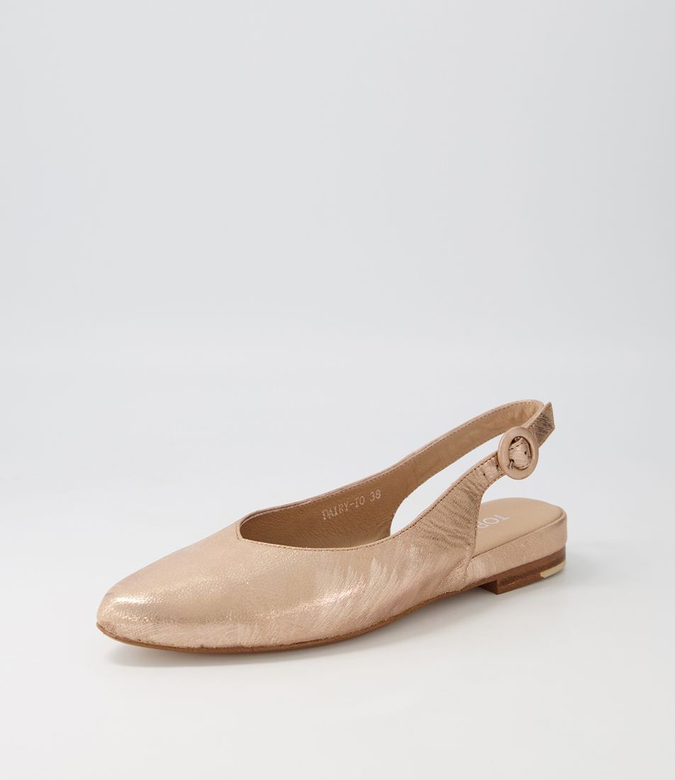 Fairy Rose Gold Scratch Leather Flat Shoes