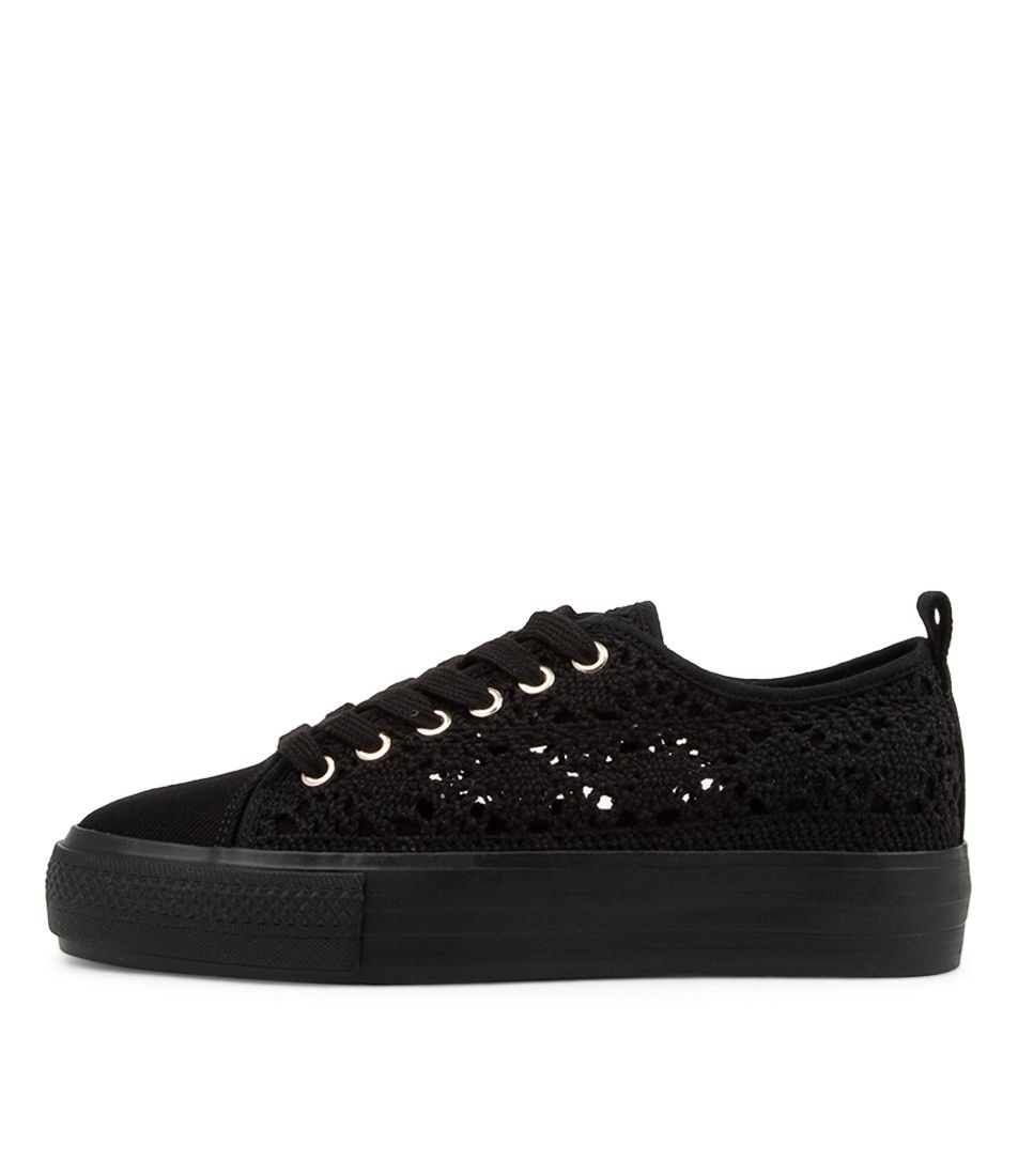 Denna Black Fabric Sneakers
