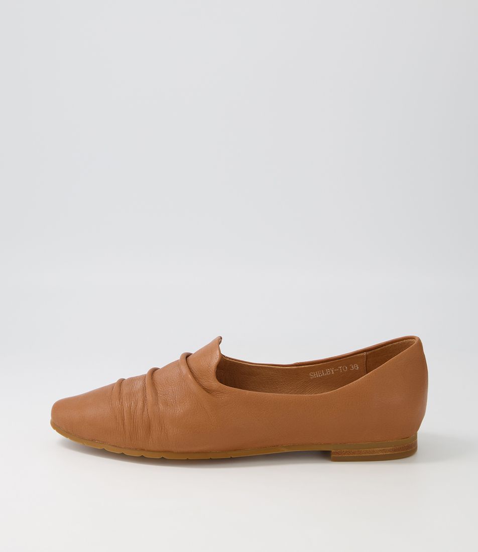 Shelby Dark Tan Leather Flat Shoes