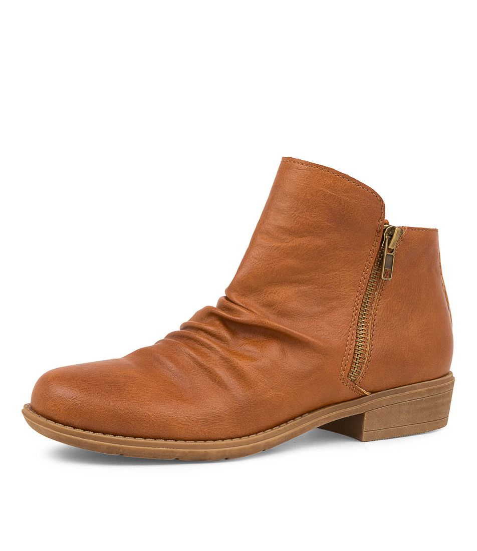 ROSIE TAN SMOOTH ANKLE BOOTS