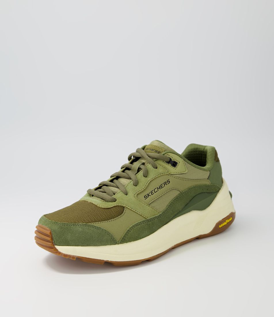 Global Jogger Olive Leather Sneakers