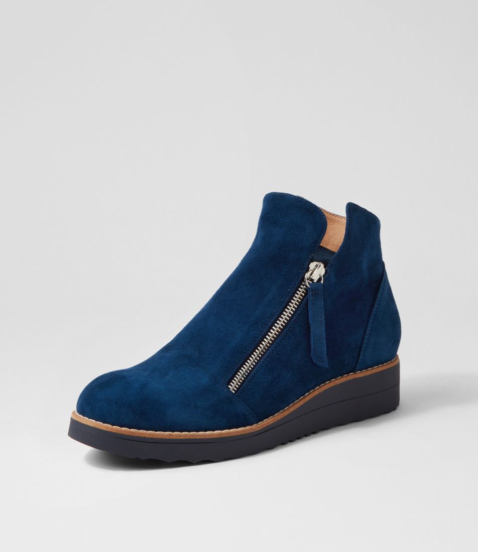 Ohmy Navy Suede Ankle Boots