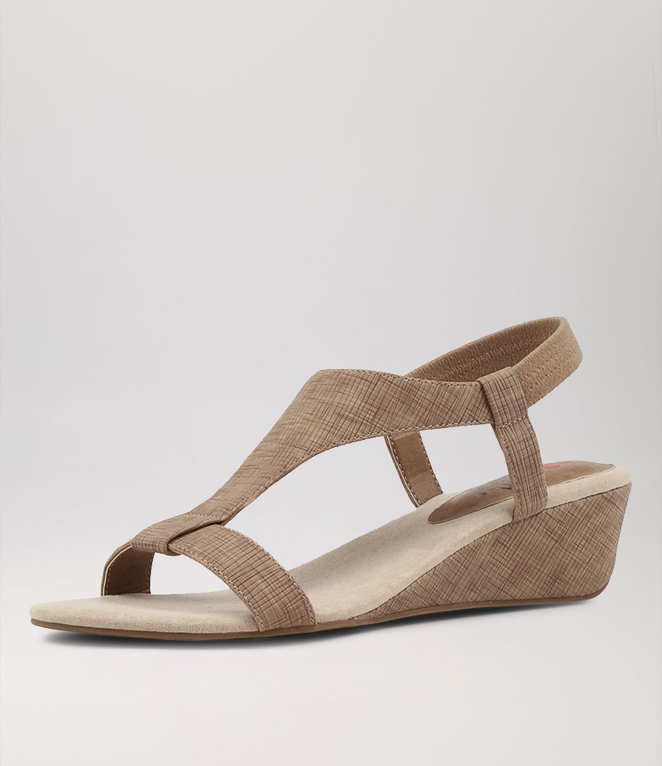 Bunro Taupe Grid Sandals