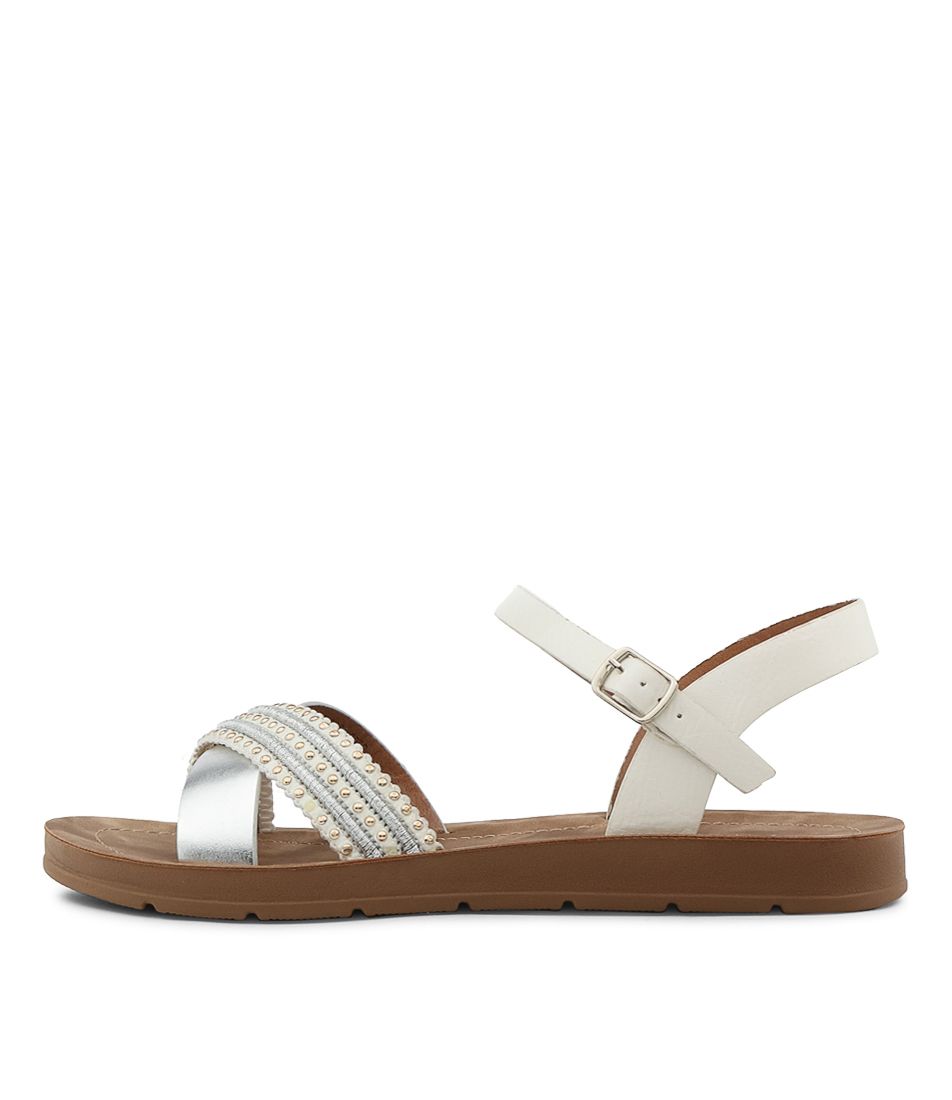 Mharti Silver White Multi Sandals