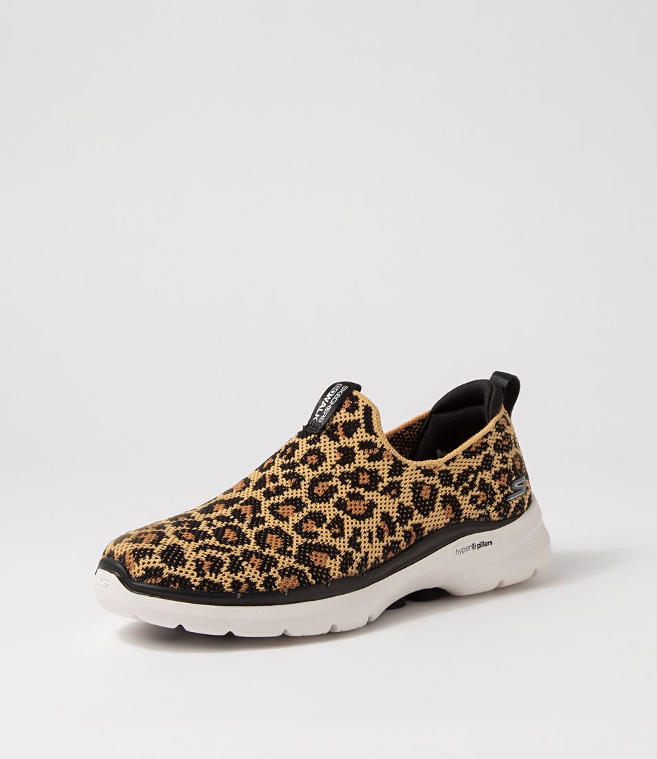 Go Walk 6 Leopard Textile Sneakers