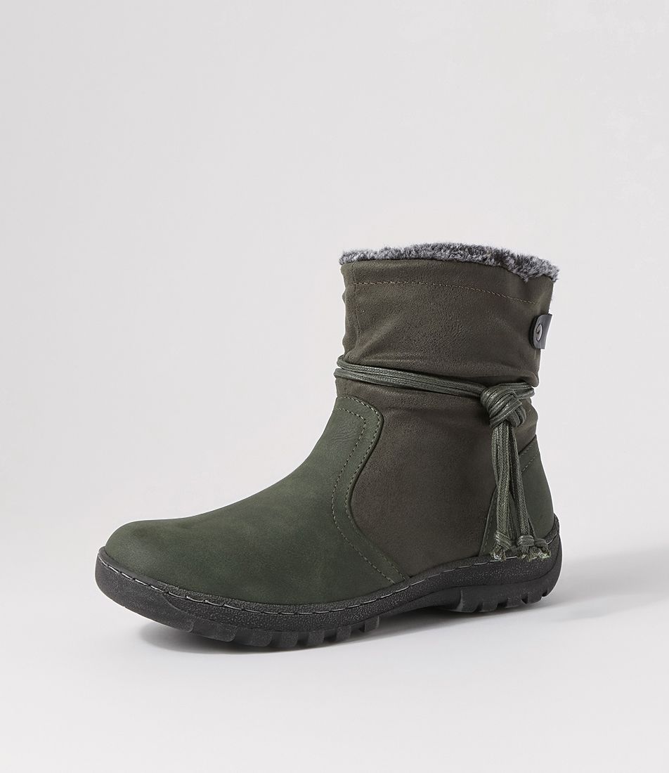Duzzel Olive Multi Ankle Boots