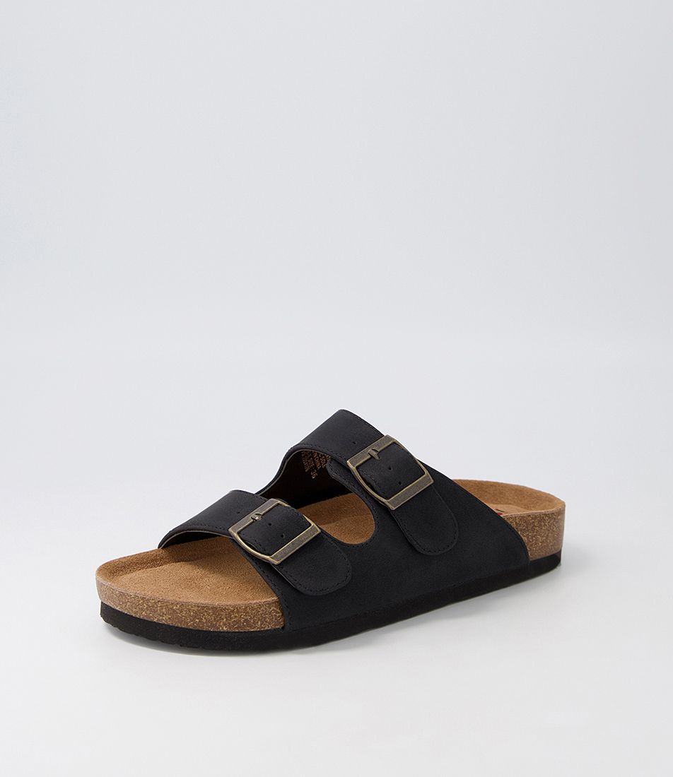 Zigie Black Nubuck Pu Sandals