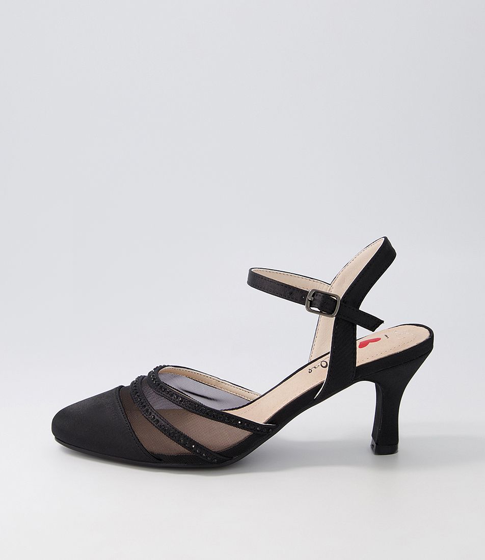 Demmee Black Satin Sandals