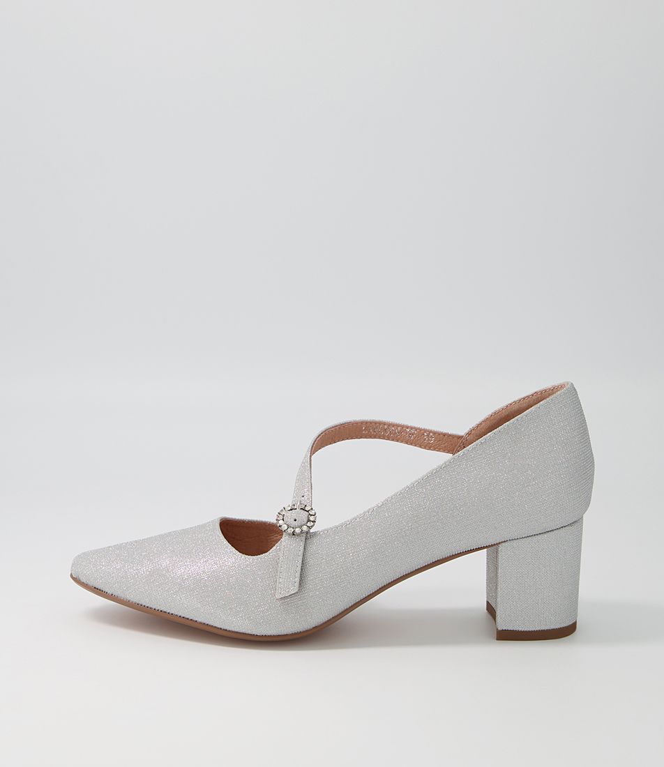 Langden Silver Metallic Suede Heels